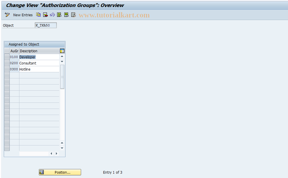 SAP TCode OK16 - Planner Profiles: Maintenance Authorization Group
