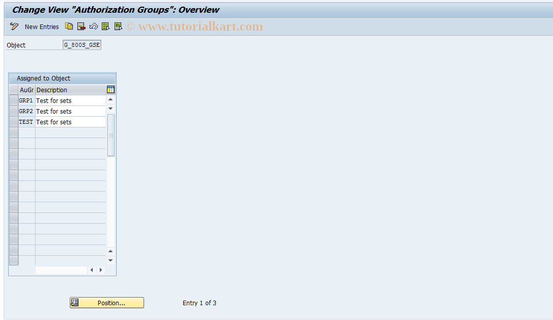 SAP TCode OK18 - Maintain Authorization Groups