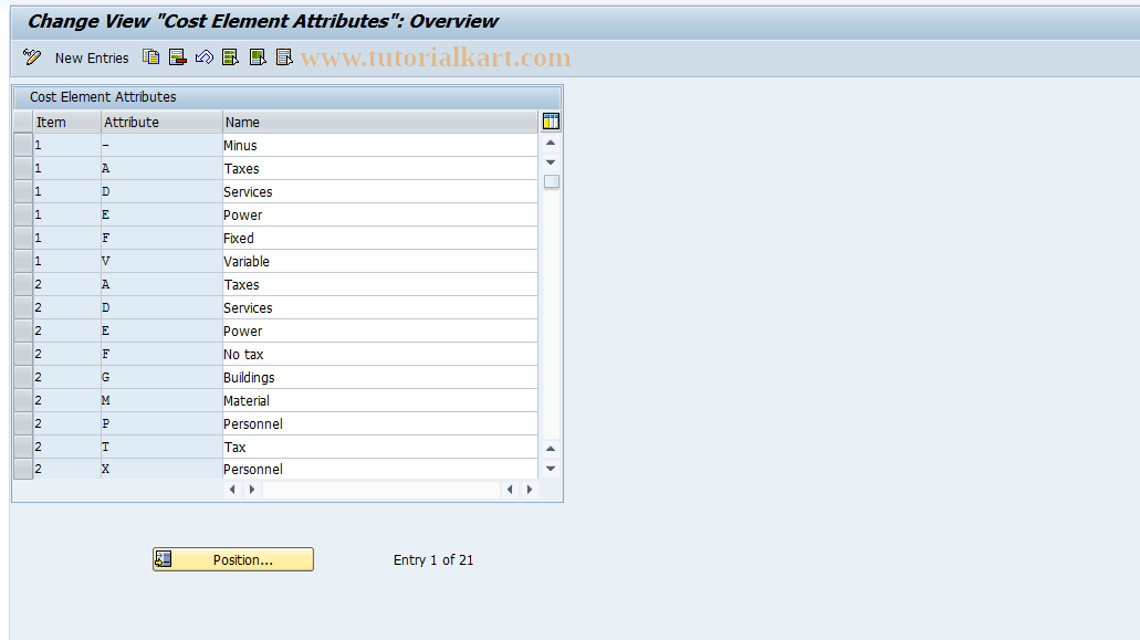 SAP TCode OKA6 - Maintain Cost Element Attributes