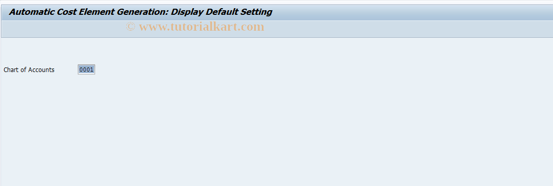 SAP TCode OKB1 - Transfer G/L Account : Display Defaults