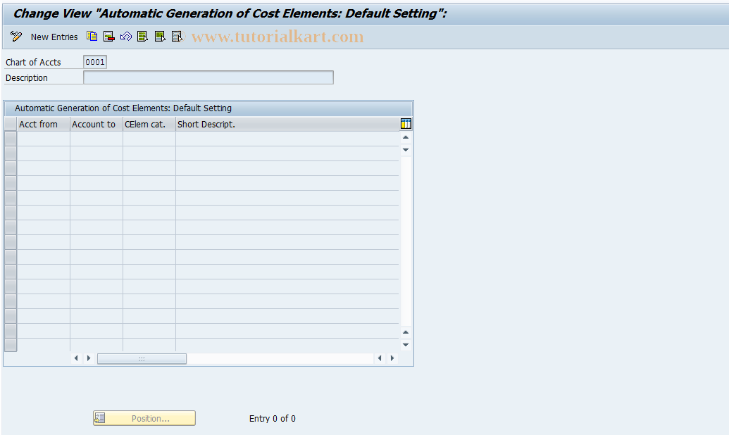SAP TCode OKB2 - Transfer G/L Account : Maintain Defaults