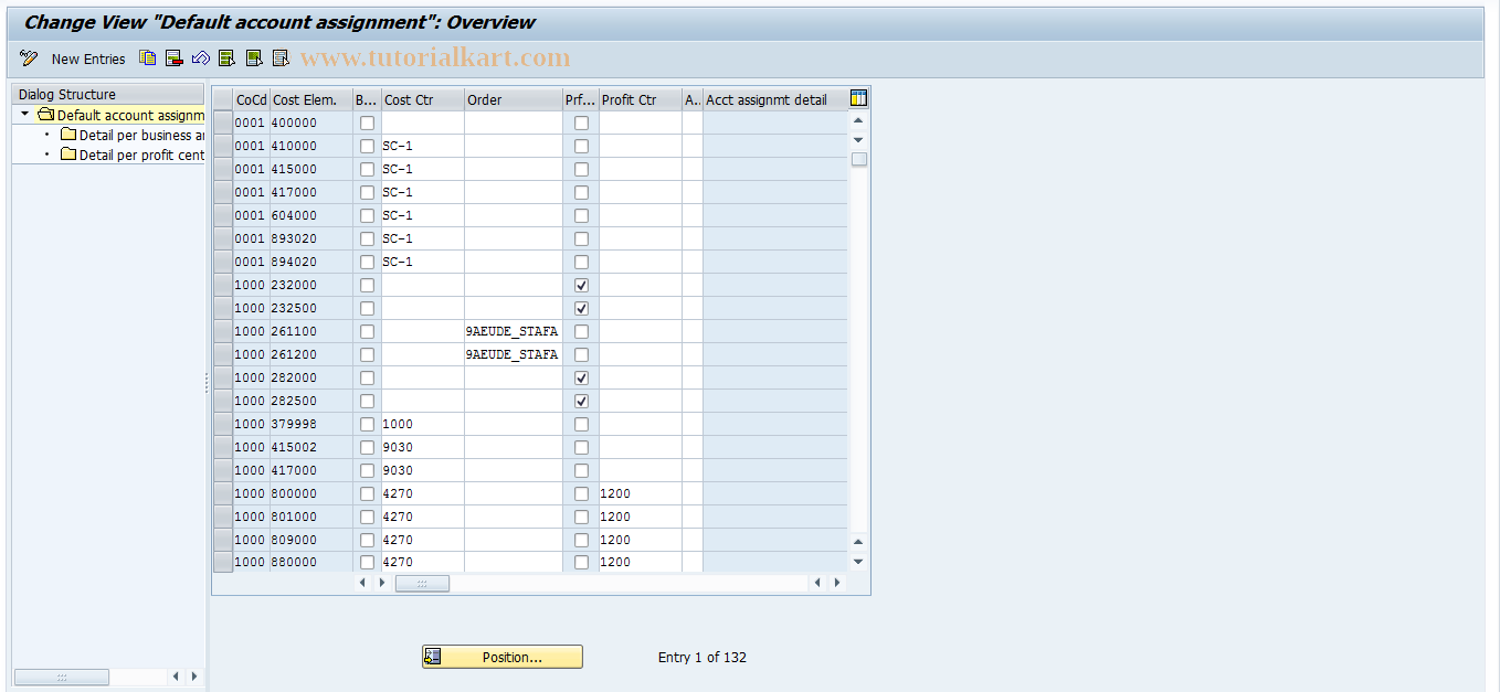 SAP TCode OKB9 - nment