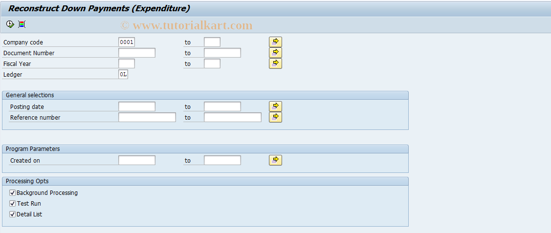 SAP TCode OKBG - Post Down Payments