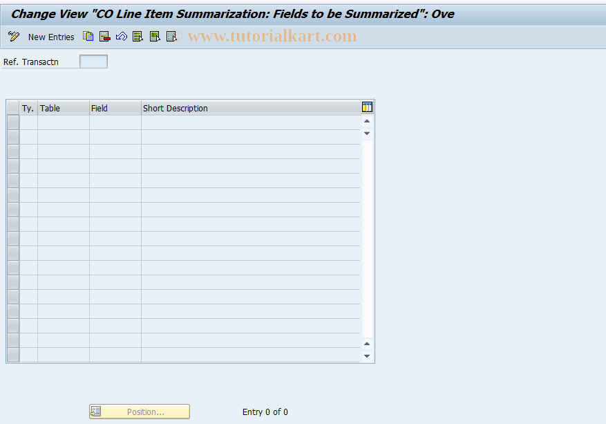 SAP TCode OKBI - Define CO Line Item Summarization