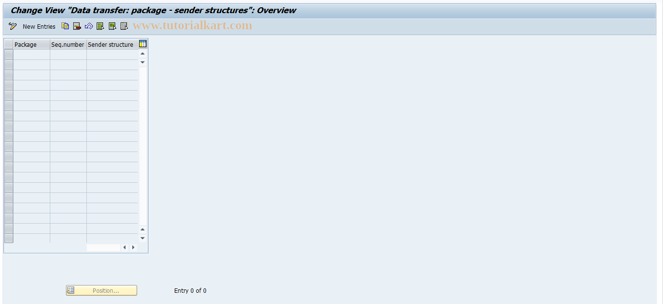 SAP TCode OKCDBC - Maintain sender structure package