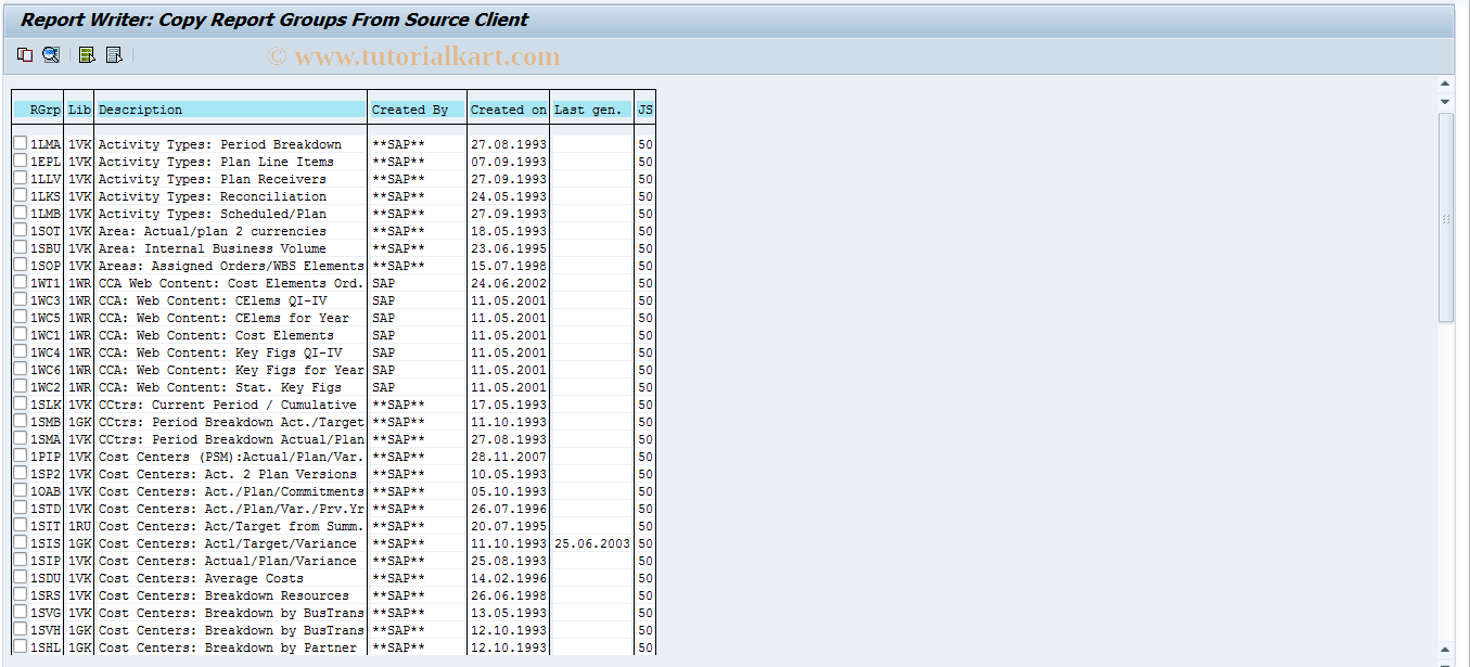 SAP TCode OKD3 - Import CO-CCA Reports