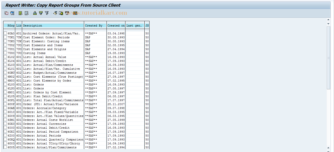 SAP TCode OKD6 - Import Individual Reports