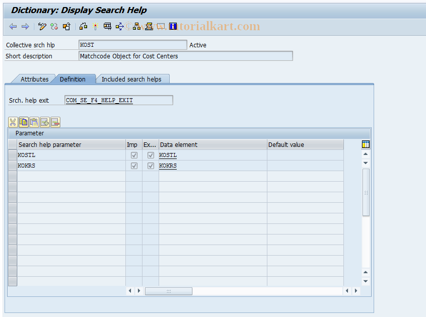 SAP TCode OKEB - Display Cost Center Matchcode IDs