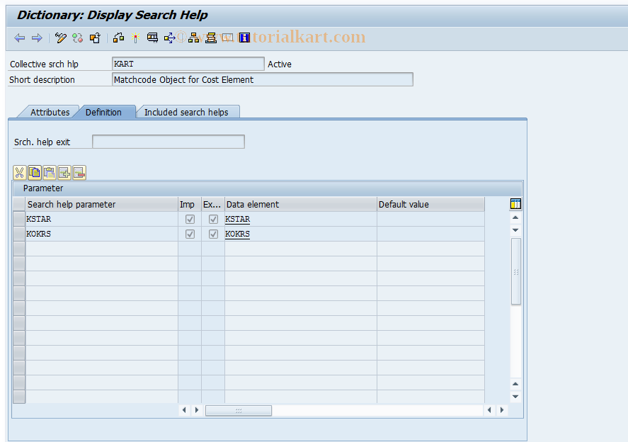 SAP TCode OKED - Display Cost Element Matchcode IDs