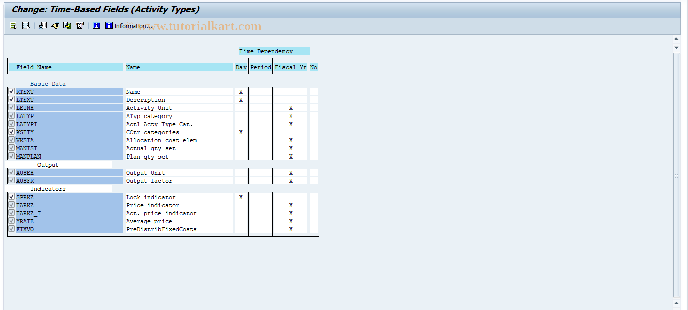 SAP TCode OKEI - Maintain Time-Based Fields/ Actual Types