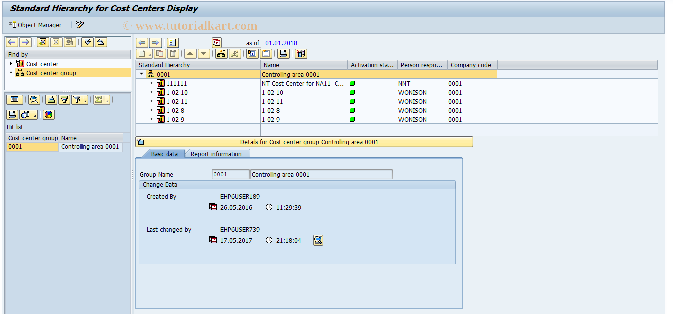 SAP TCode OKENN - Display Standard Hierarchy