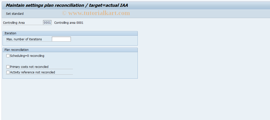 SAP TCode OKET2 - Maintain settings: target=actl IAA