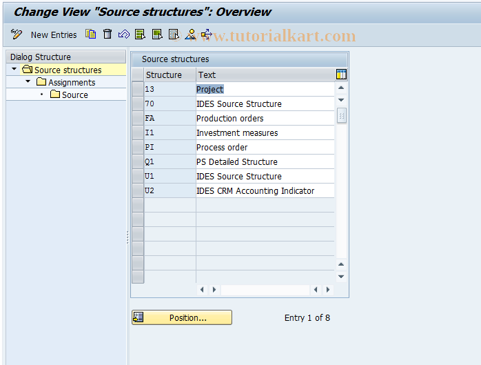 SAP TCode OKEU - Change Source Structure