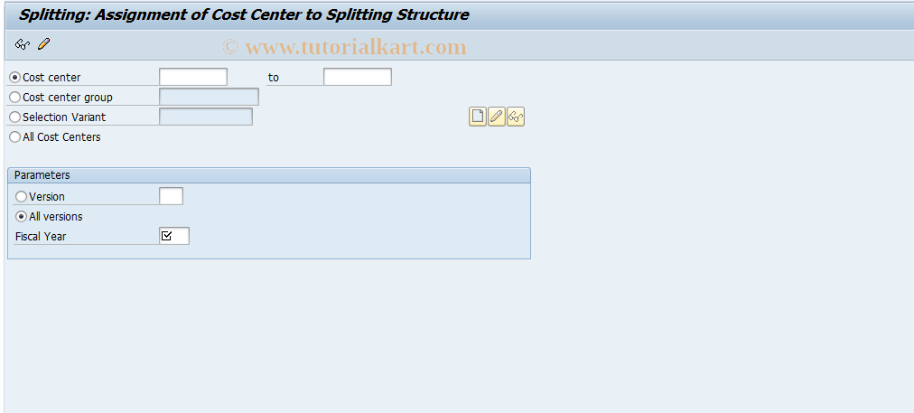 SAP TCode OKEW - Splitting: Assignment KOSTL -> SCNAM