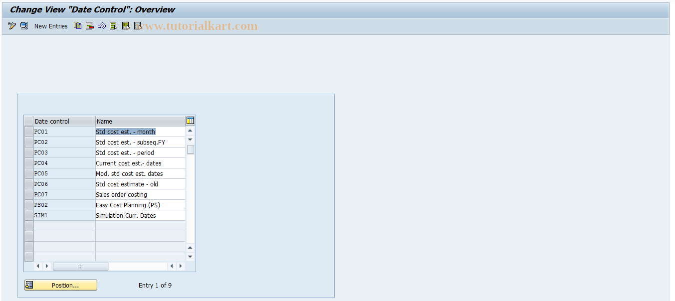 SAP TCode OKK6 - Scheduling for Costing