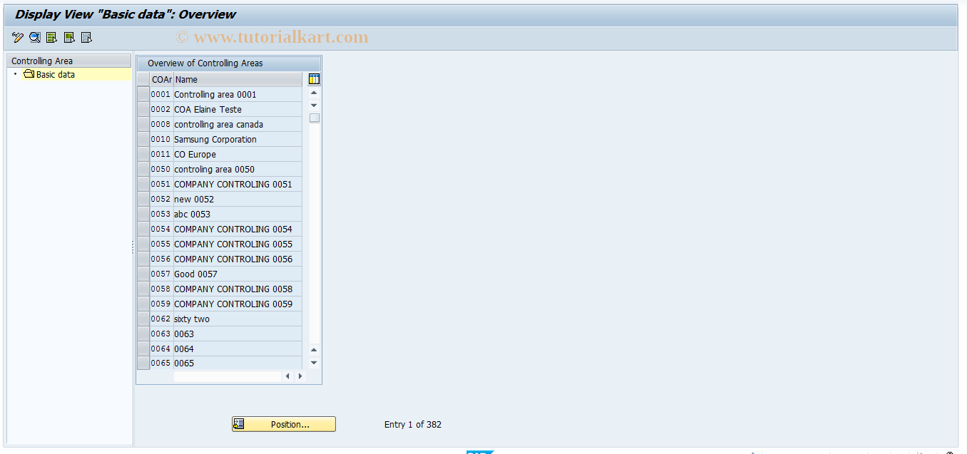 SAP TCode OKKA - Maintain Controlling Area