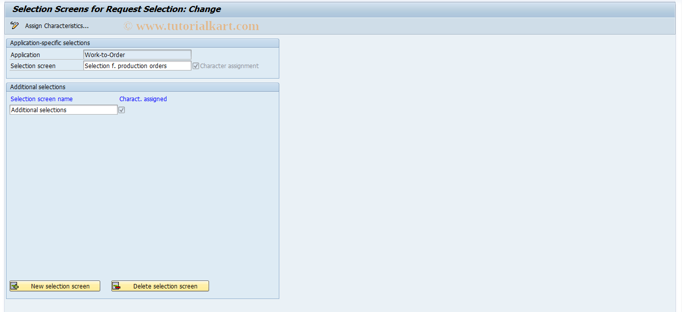 SAP TCode OKKC - Maintain Sel. Screens for Order-Relative 