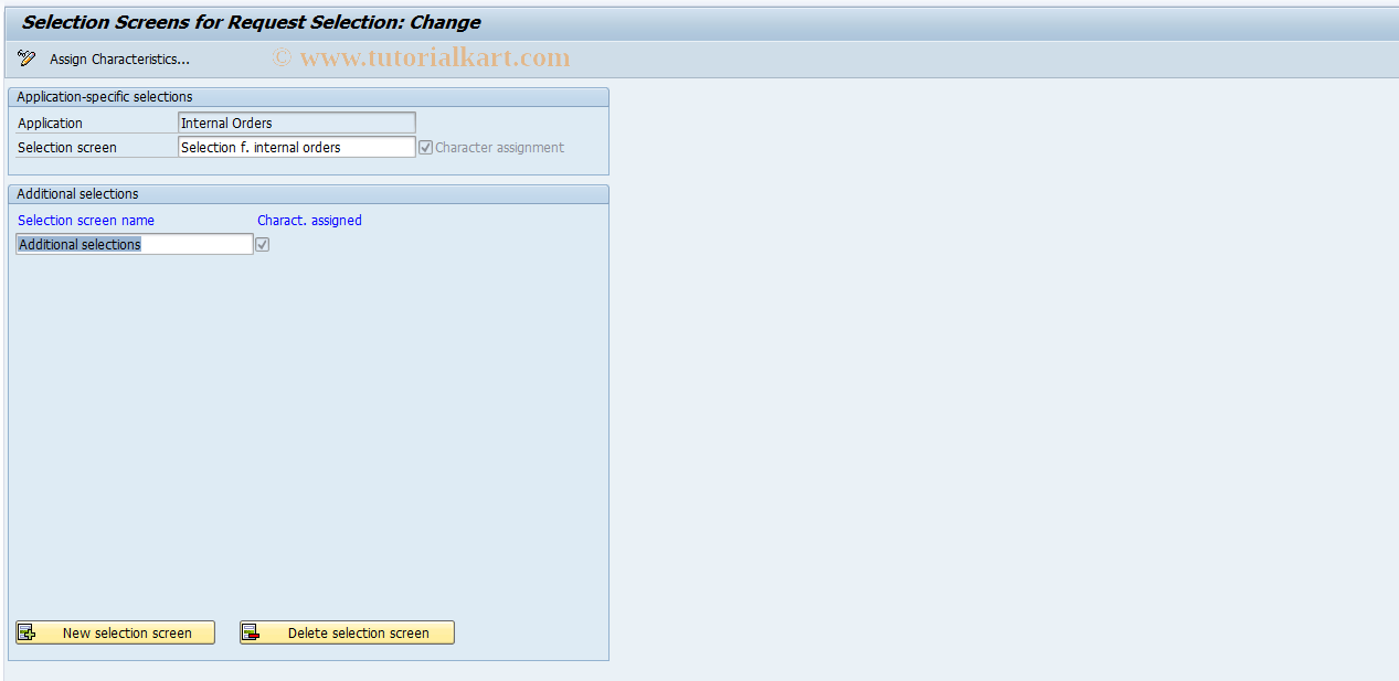 SAP TCode OKKD - Maintain Sel. Screens Intern. Orders