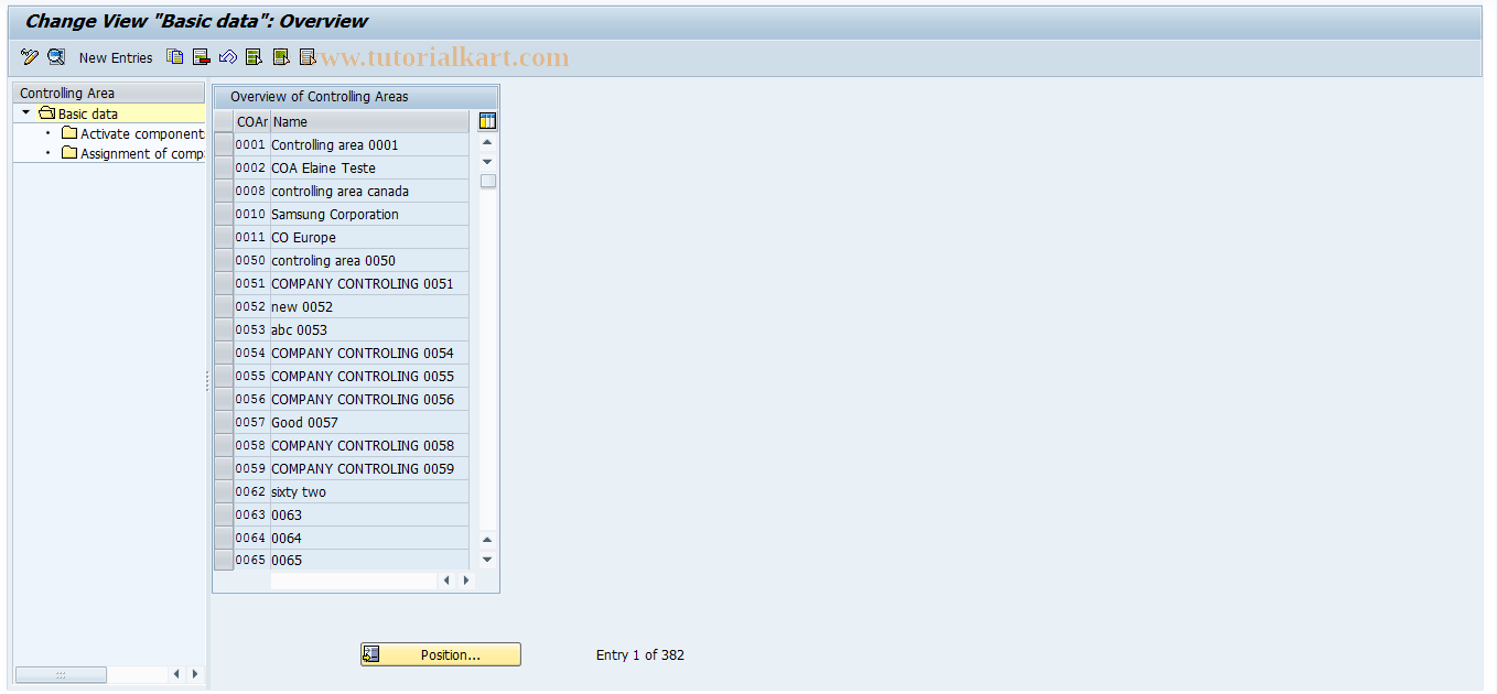 SAP TCode OKKP - Maintain Controlling Area