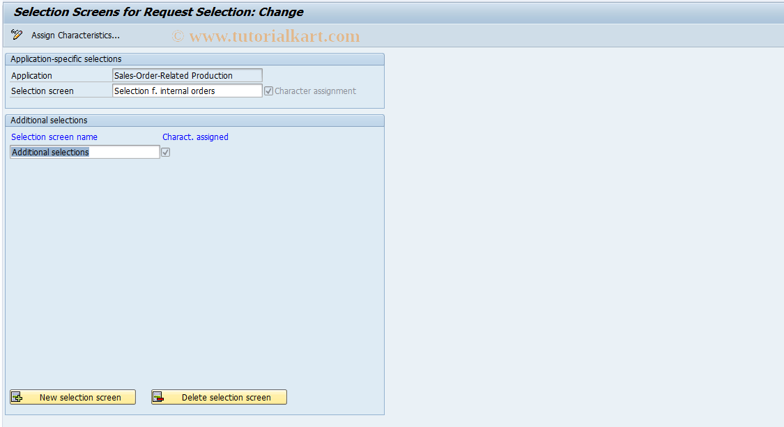 SAP TCode OKKY - Maintain Selection Screens for MTO