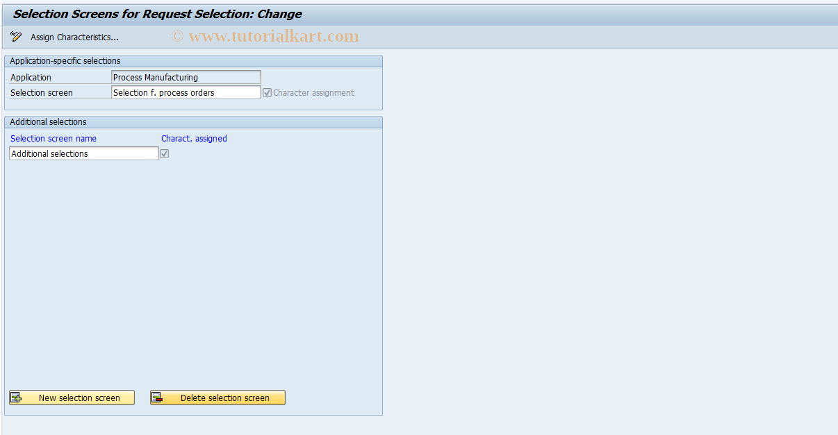 SAP TCode OKKZ - Maintain Selection Screens Process Mfg