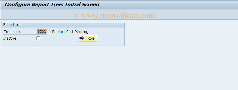 SAP TCode OKL8 - Report Tree: Product Costing