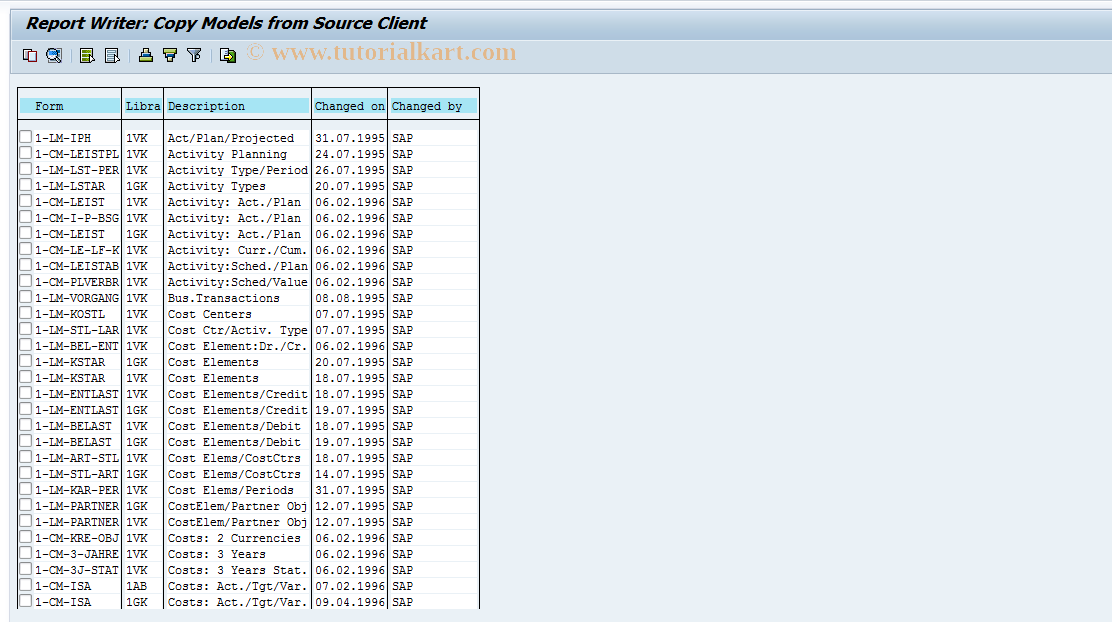 SAP TCode OKMI - Import models Cost Center Accounting