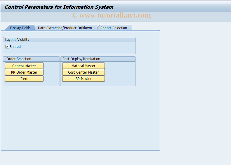 SAP TCode OKN0 - Control of CO-PC Information System