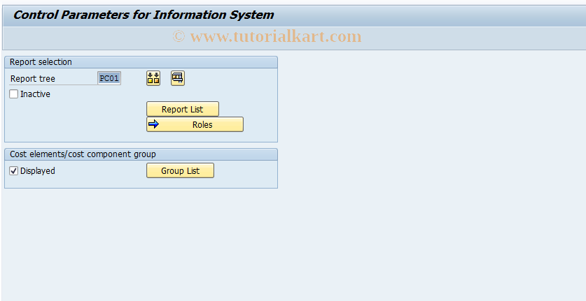 SAP TCode OKN8 - Control Info Sys Prod Cost Planning