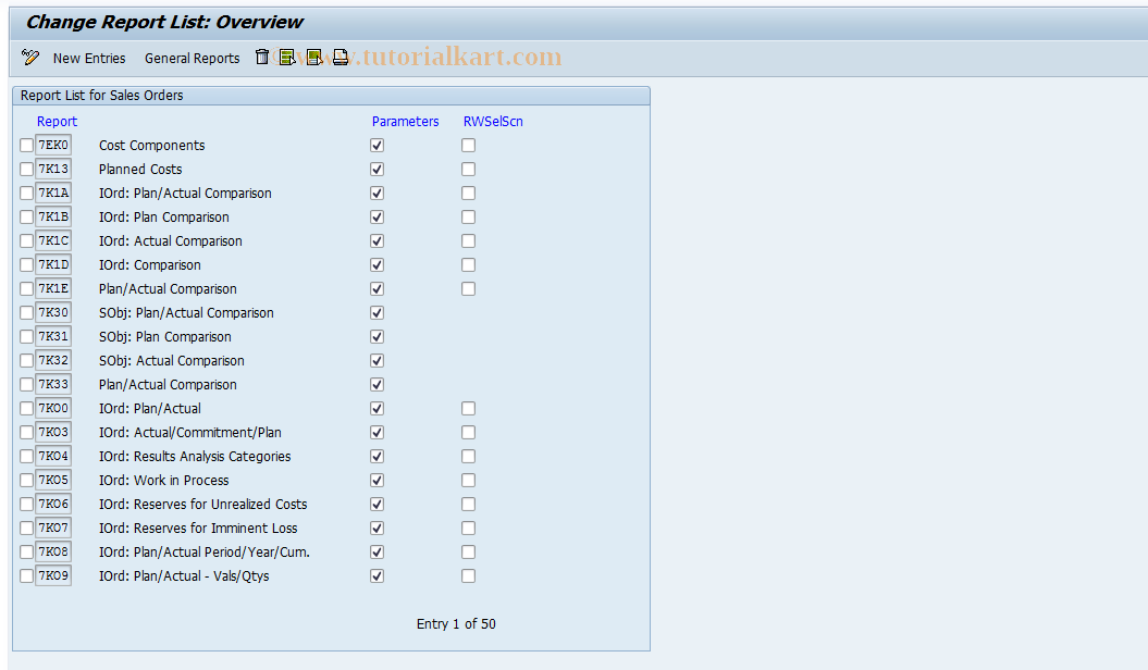 SAP TCode OKR3 - Report List for Make-to-Order