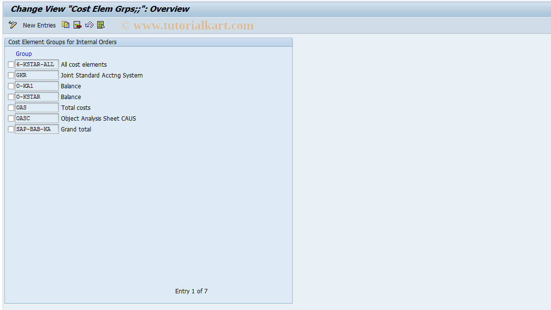 SAP TCode OKRL - Report Layouts for Internal Orders