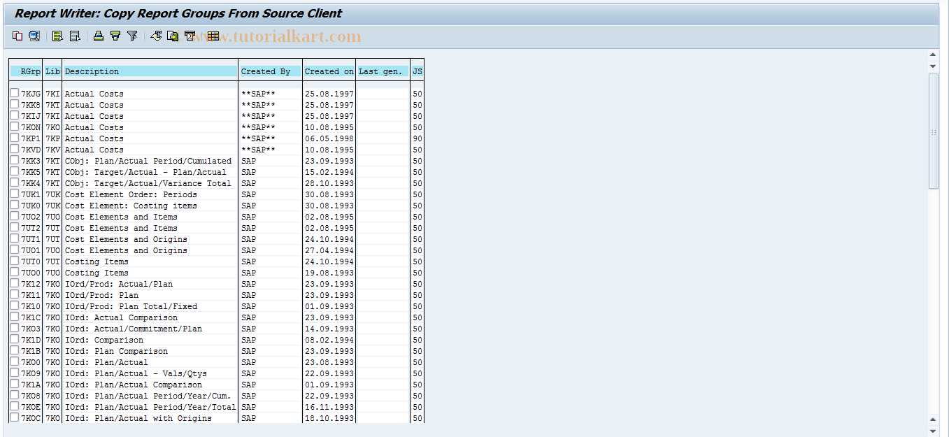 SAP TCode OKSF - Import Reports for Process Mfg