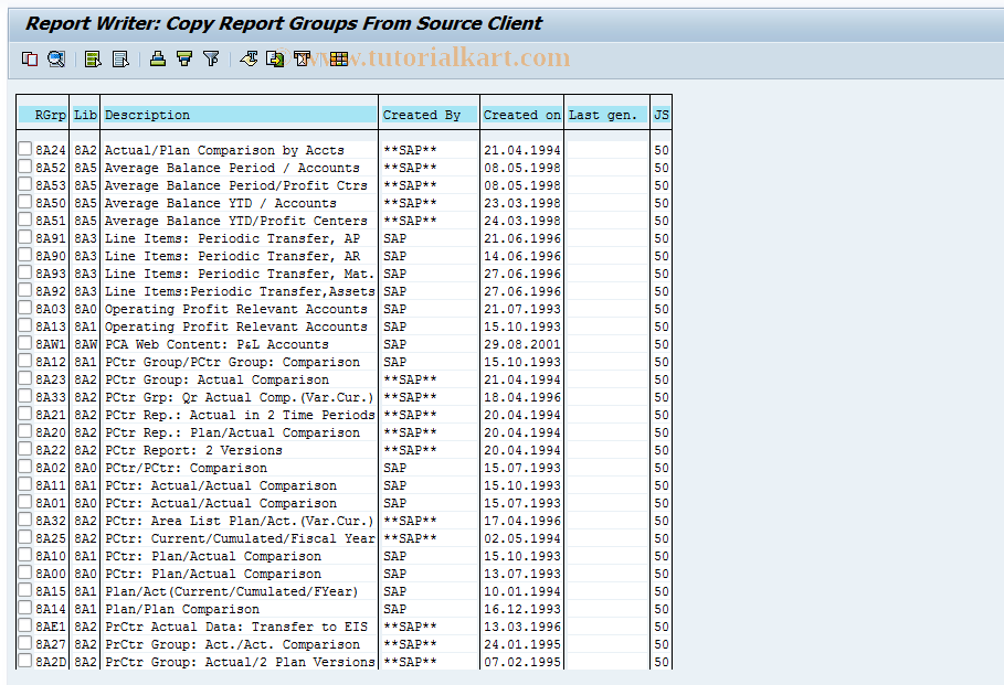 SAP TCode OKT0 - EC-PCA: Import Reports