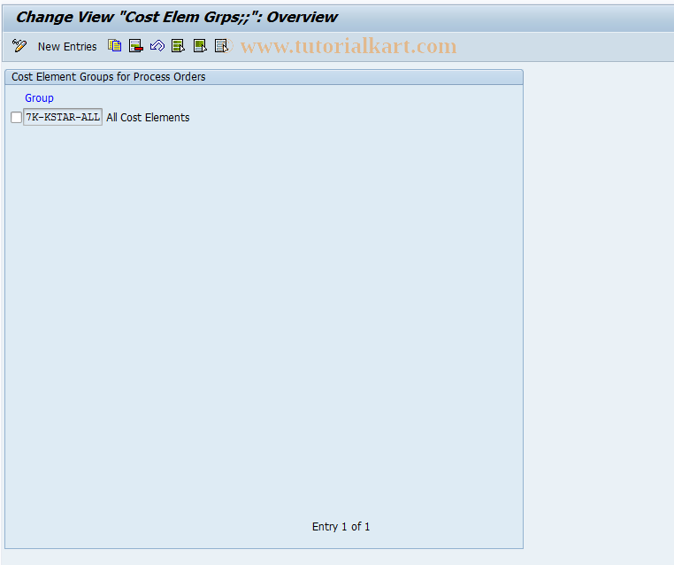 SAP TCode OKTC - Cost Element Groups for Process Mfg