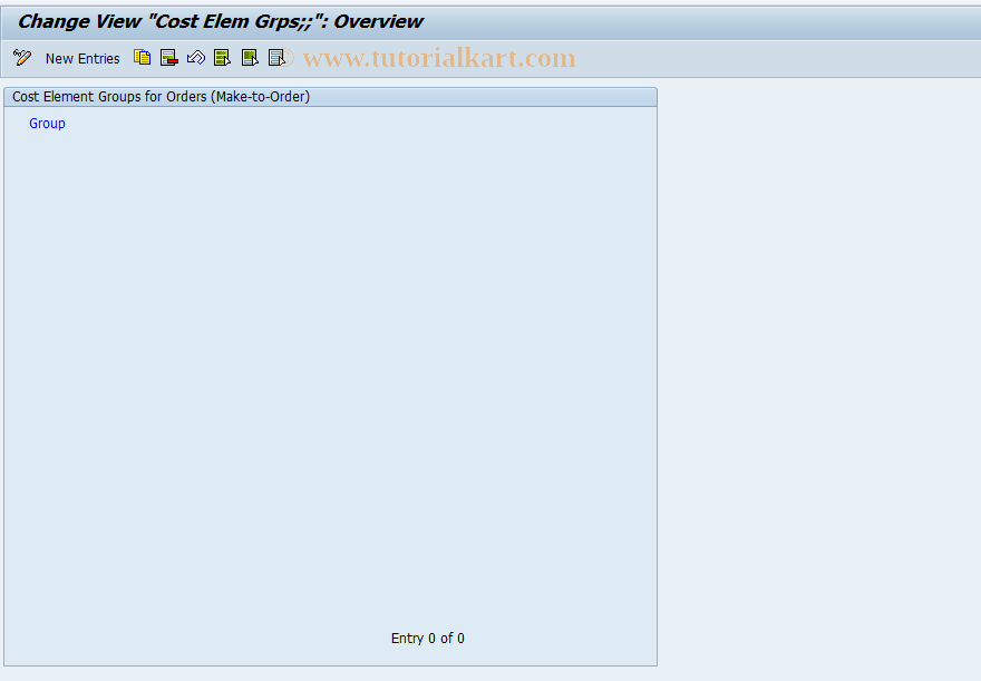 SAP TCode OKTI - Cst Elem Group s for Orders, Eng-to-Ord