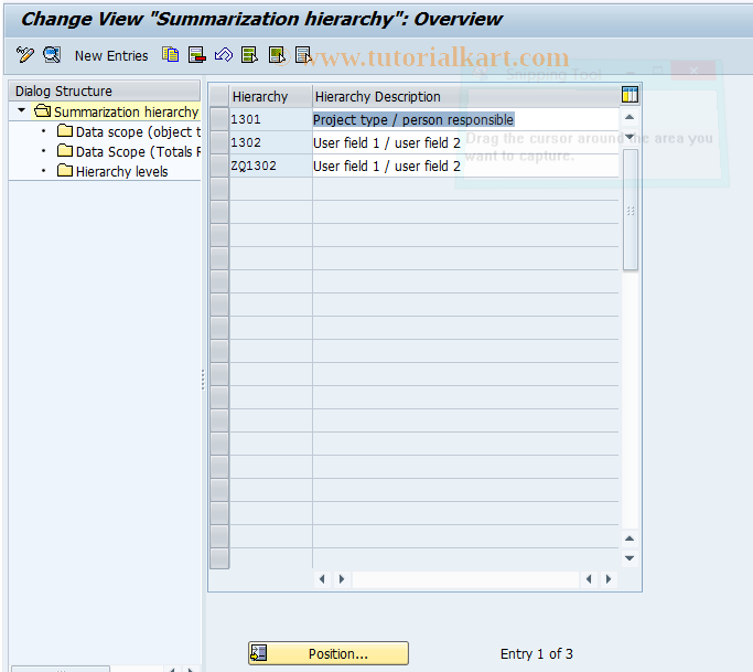 SAP TCode OKVO - Call Summariz. Hierarchy for Orders