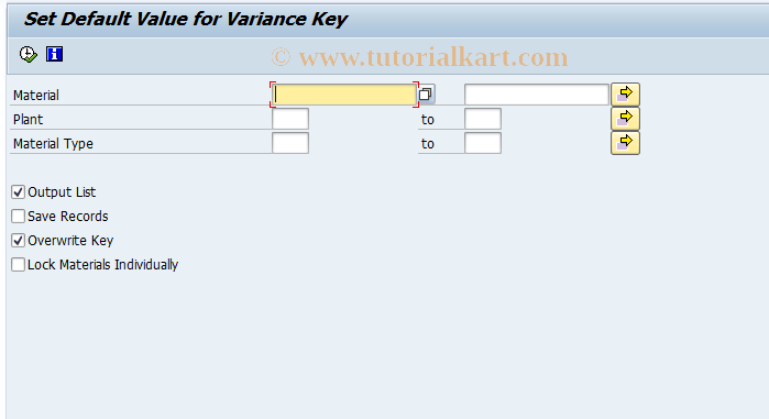 SAP TCode OKVZ - Change Variance Key in Mat. Master