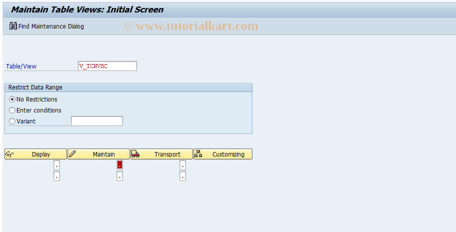 SAP TCode OKW2 - Maintain View V_CBAR_PP