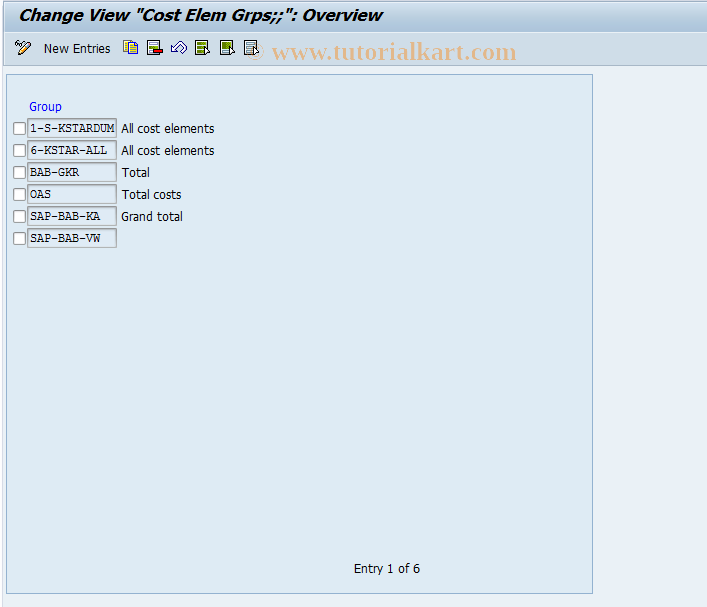 SAP TCode OKWB - Change Report Layout Business Processes