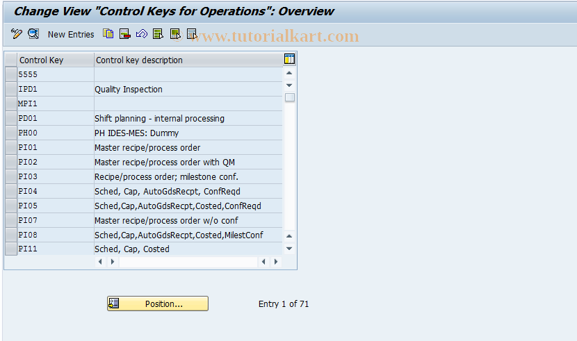 SAP TCode OKZ4 - Routing Control Key