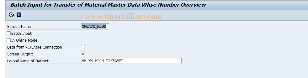 SAP TCode OL15 - Data transfer material whse number view