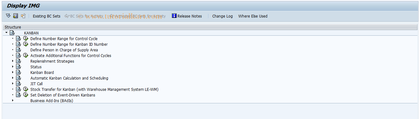 SAP TCode OM00 - Customizing KANBAN