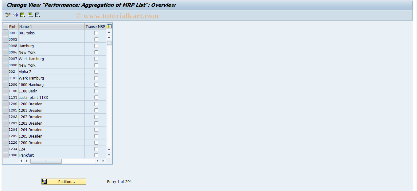 SAP TCode OM0A - Storage Mode for MRP Lists