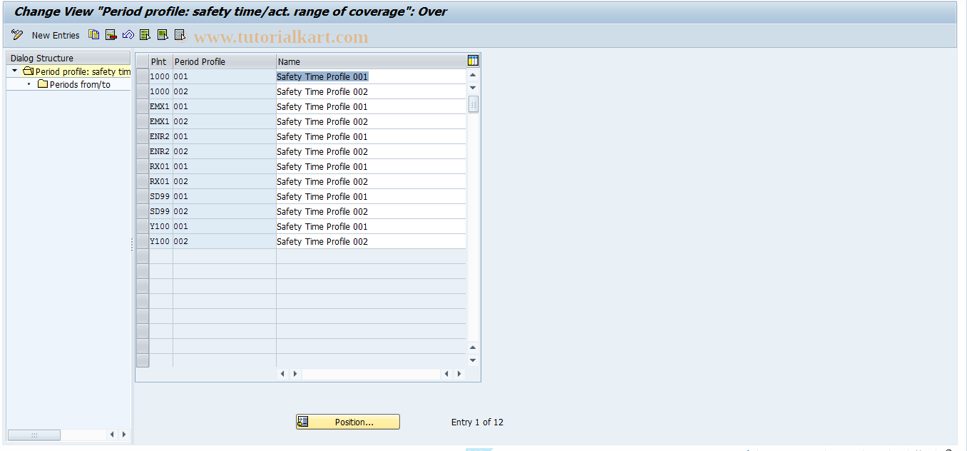 SAP TCode OM0D - Period Profile for Safety Time