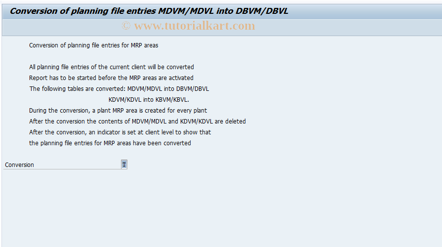 SAP TCode OM0F - Convert MDVM/MDVL for MRP Areas