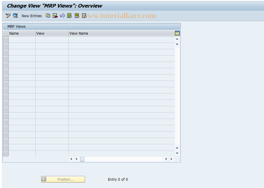 SAP TCode OM0M - Define MRP Views