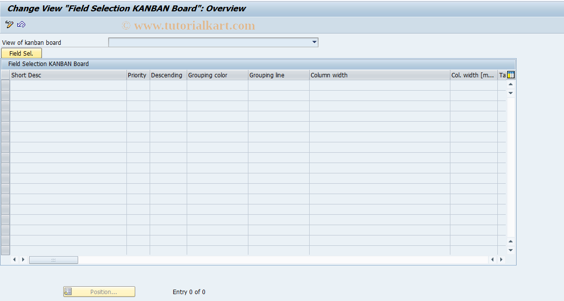 SAP TCode OM22 - Field Selection Control Cycle Data