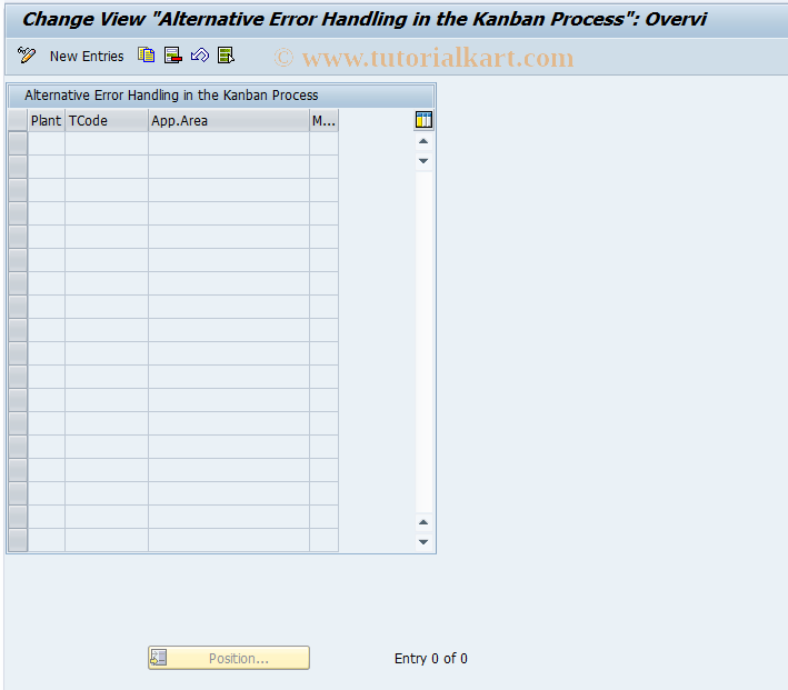 SAP TCode OM25 - Alternative Error Handling KANBAN