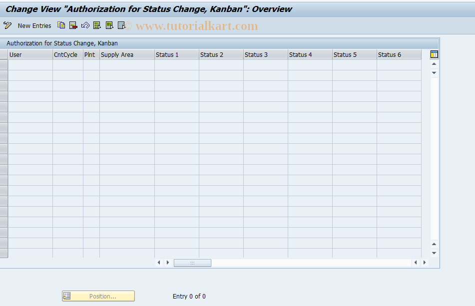 SAP TCode OM29 - Authorization Status Change Kanban