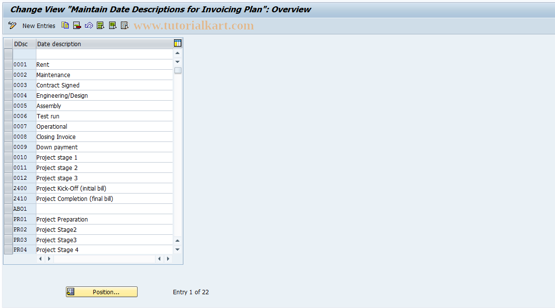 SAP TCode OM3R - Maintain Date IDs